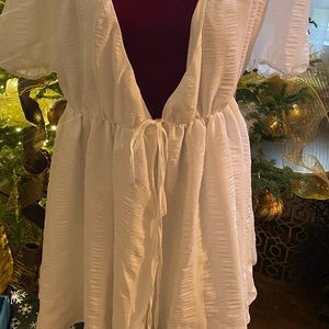 Nasty Gal white wrap dress, size 14, NWT